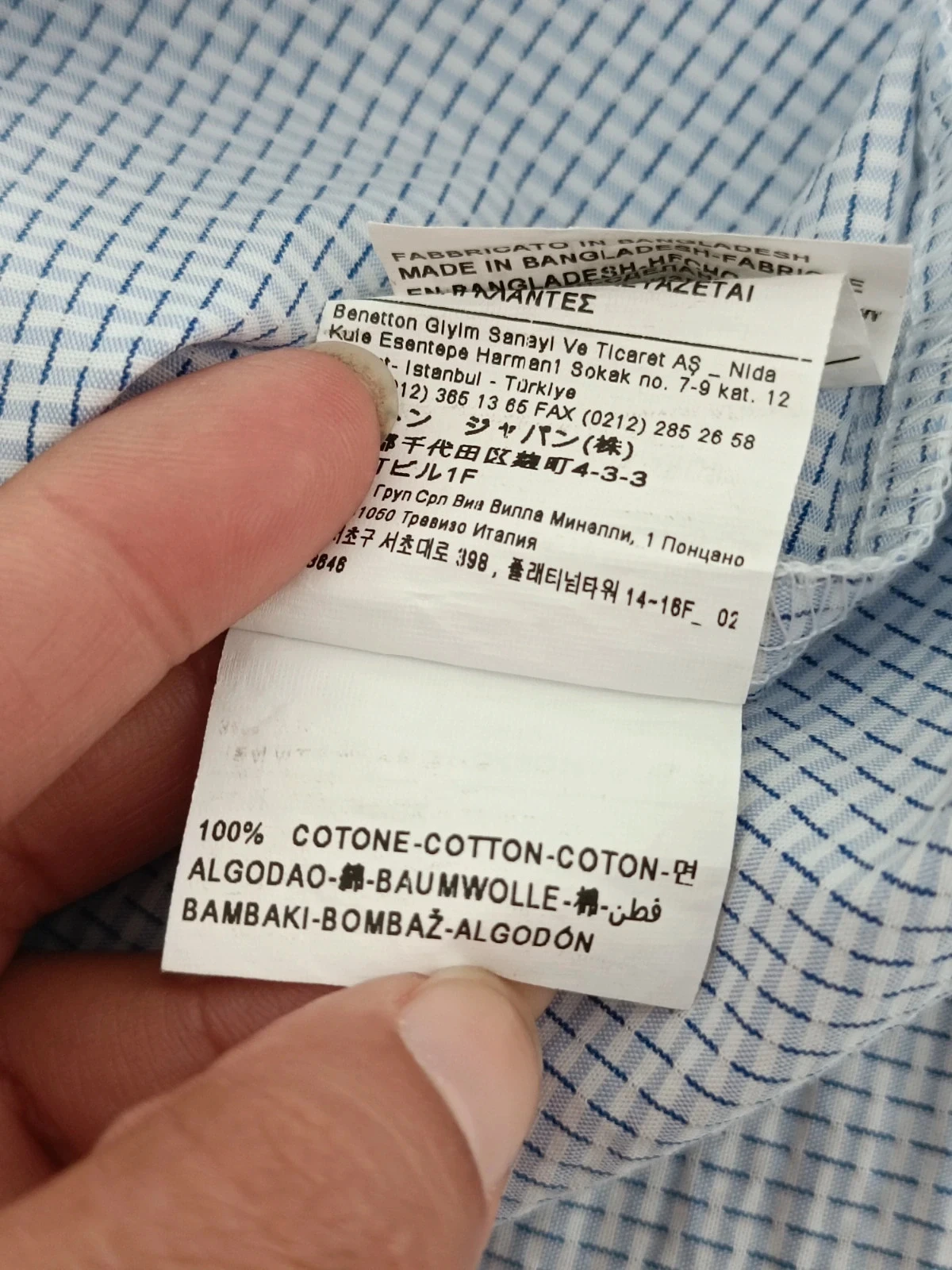 Chemise à carreaux bleue et blanche de Benetton - 6/7 ans – photo 9